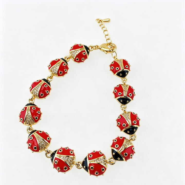 Mix Fruit Bug Enamel Adjustable Charm Bracelet