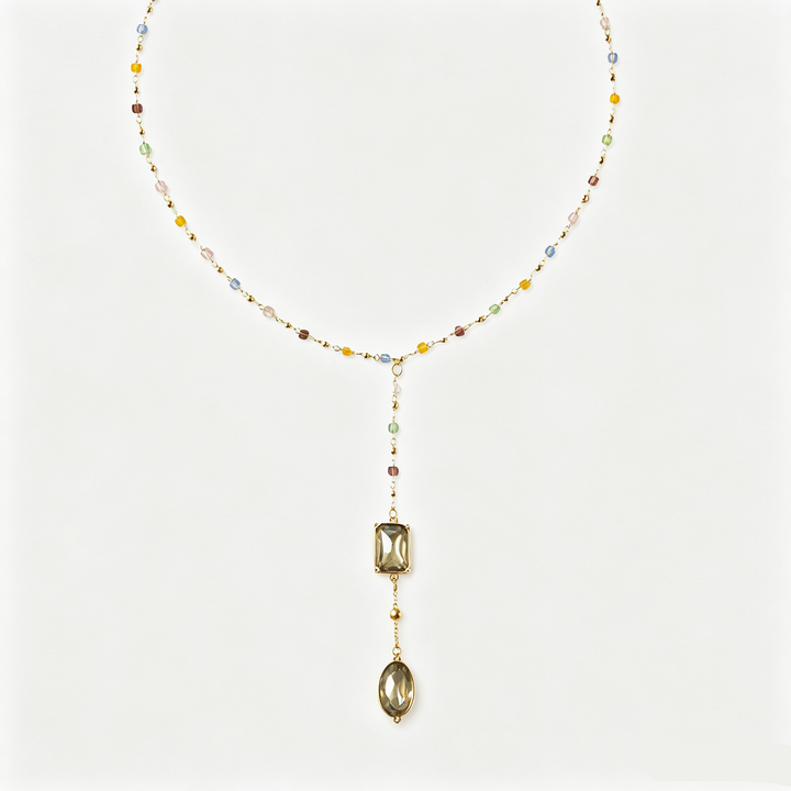 Color Bead Lariat Y Necklace Daily Layering