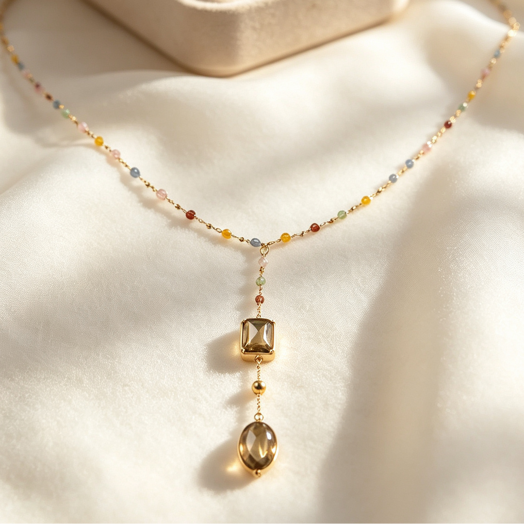 Color Bead Lariat Y Necklace Daily Layering