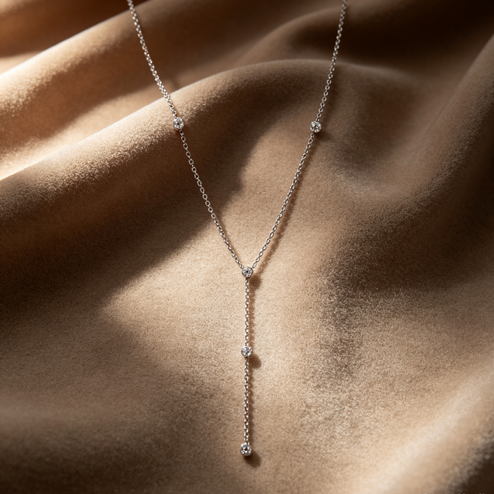 Minimalist Zircon Lariat Choker Necklace