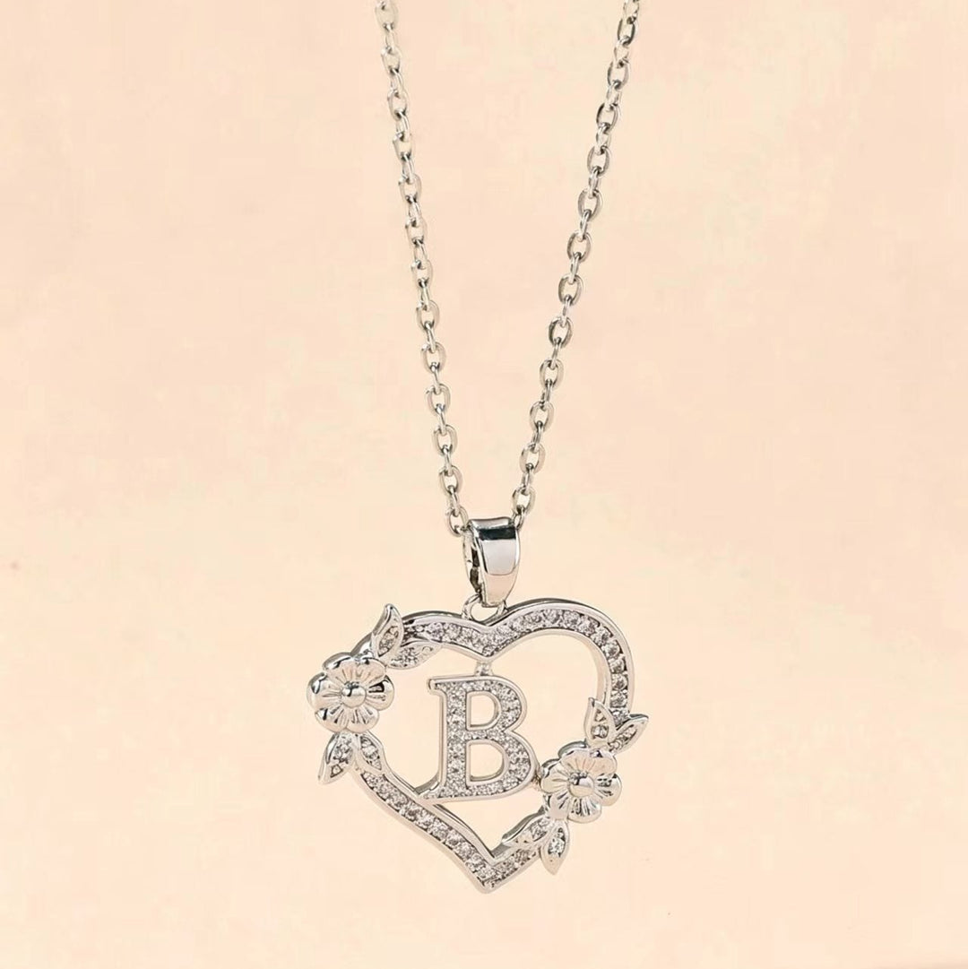 Letter Heart Pendant Necklace