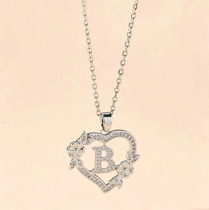 Letter Heart Pendant Necklace