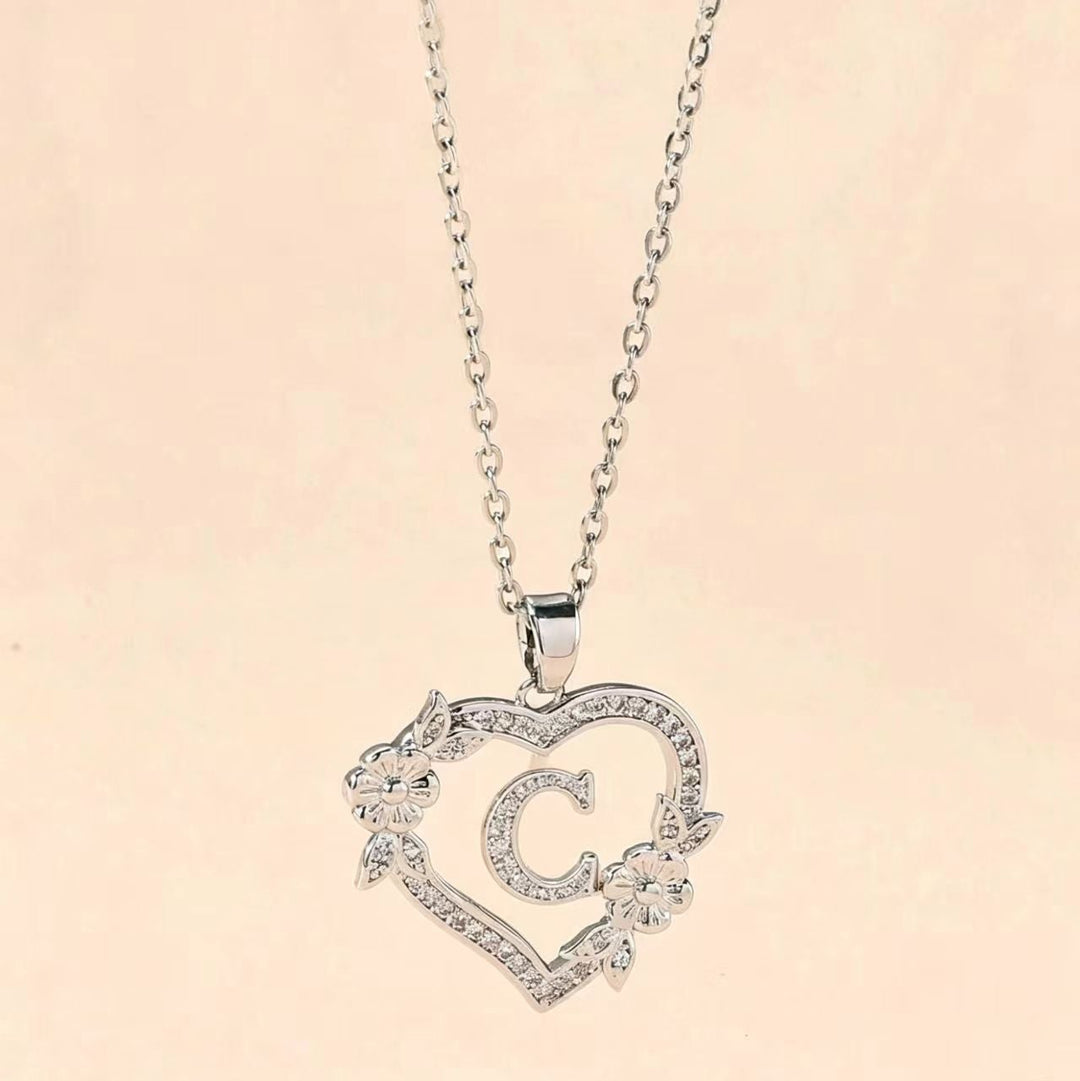 Letter Heart Pendant Necklace