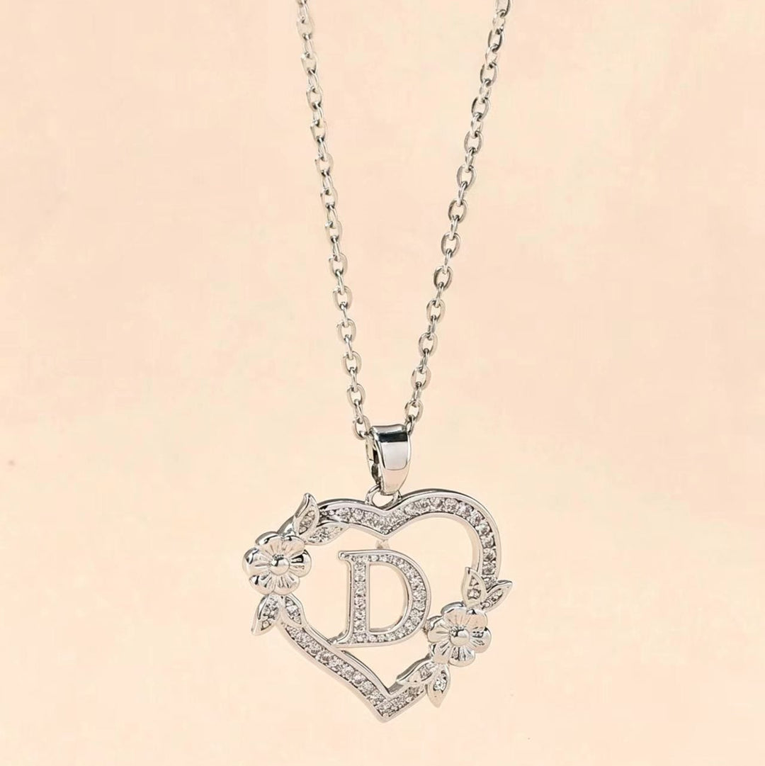 Letter Heart Pendant Necklace