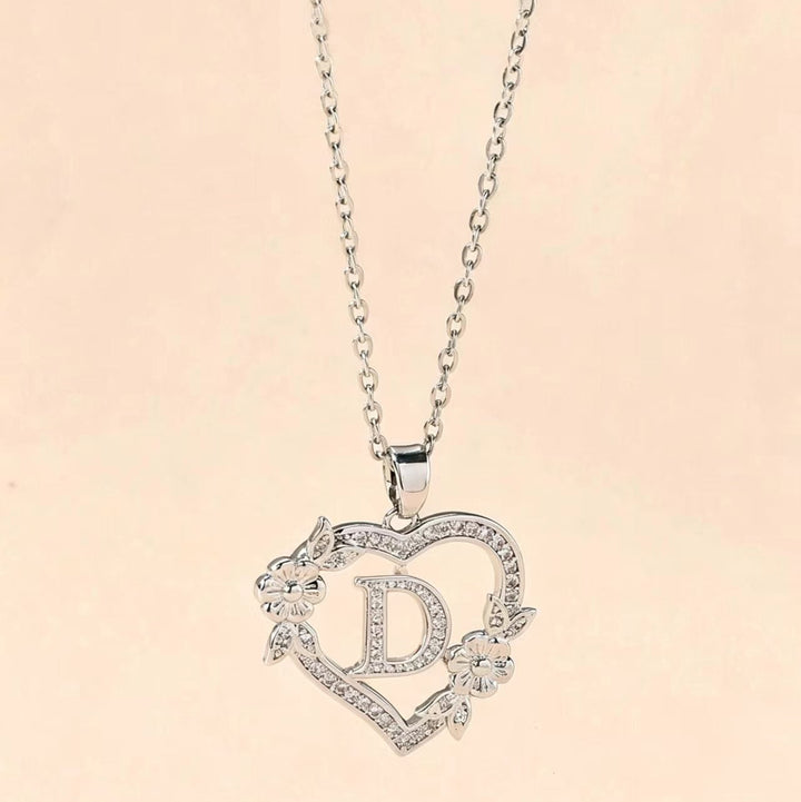 Letter Heart Pendant Necklace