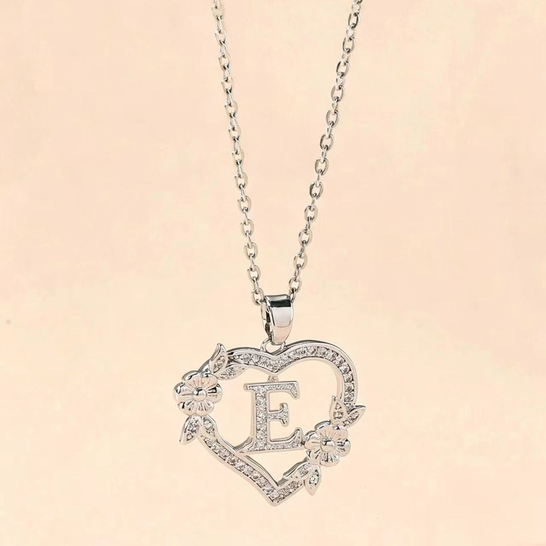 Letter Heart Pendant Necklace