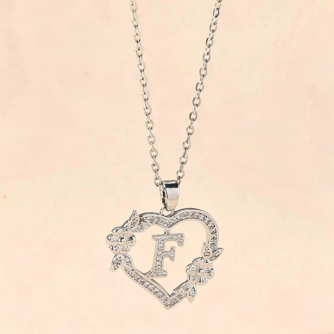 Letter Heart Pendant Necklace