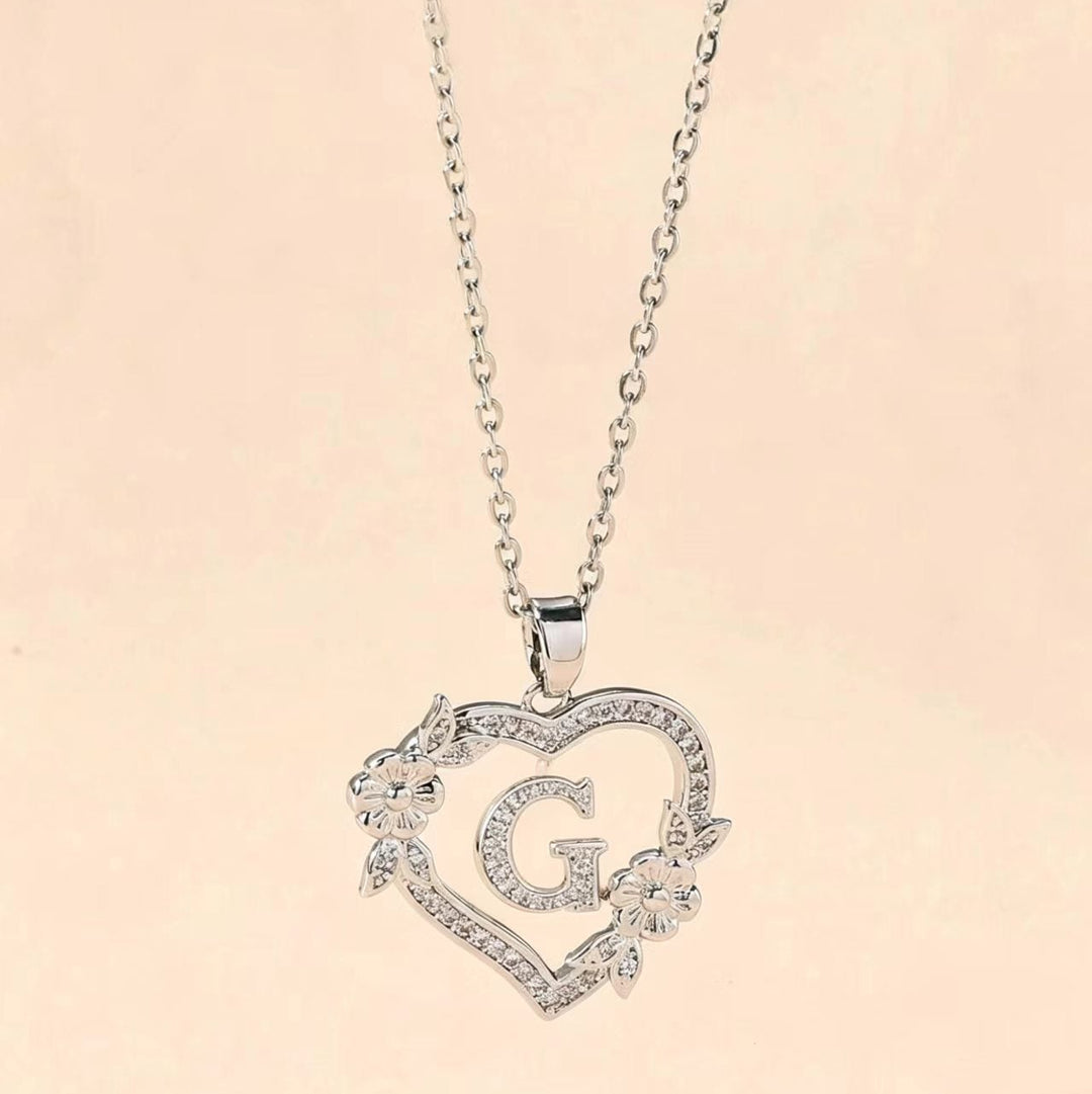 Letter Heart Pendant Necklace
