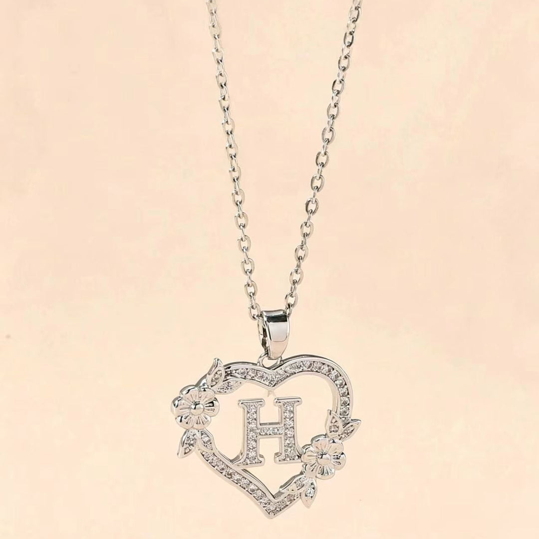 Letter Heart Pendant Necklace