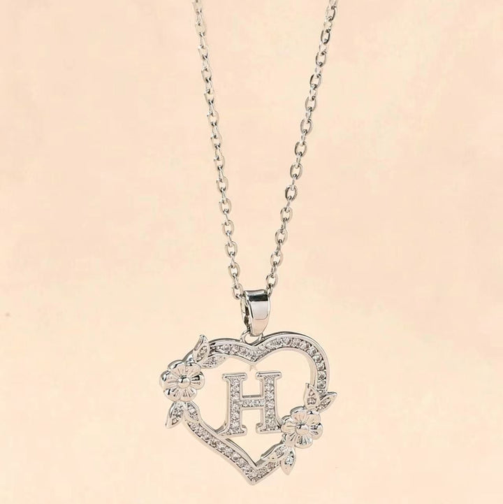 Letter Heart Pendant Necklace