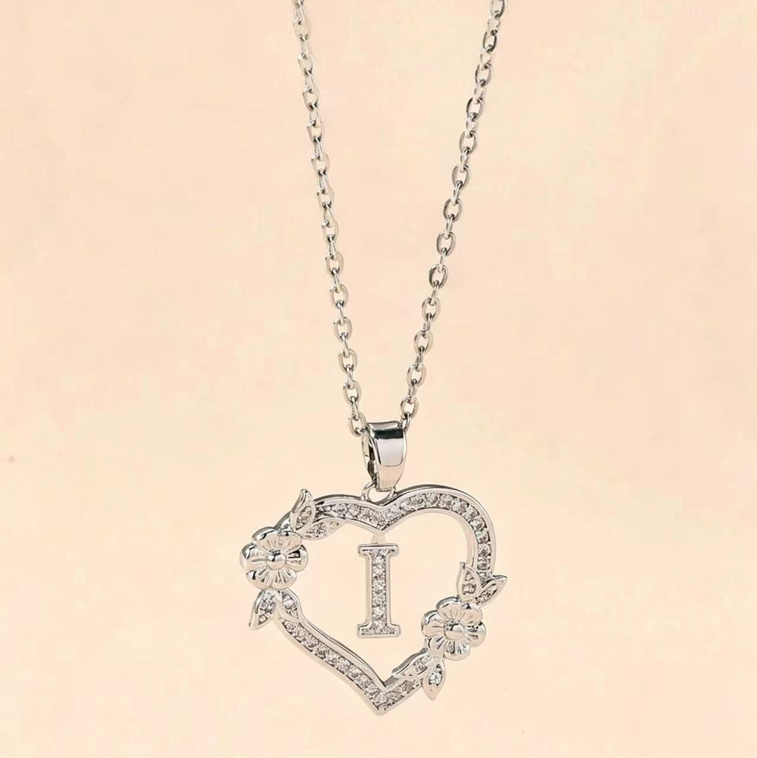 Letter Heart Pendant Necklace