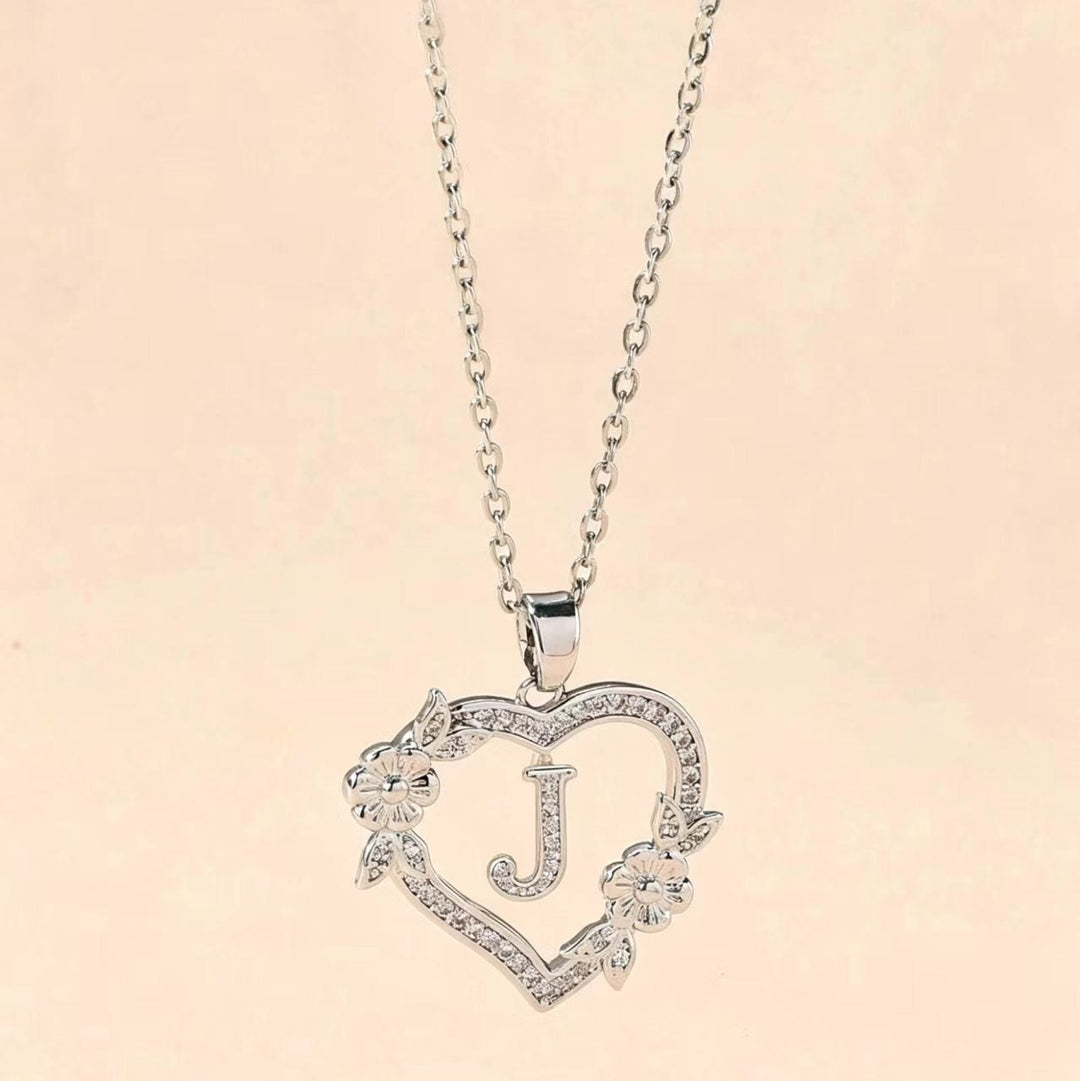 Letter Heart Pendant Necklace