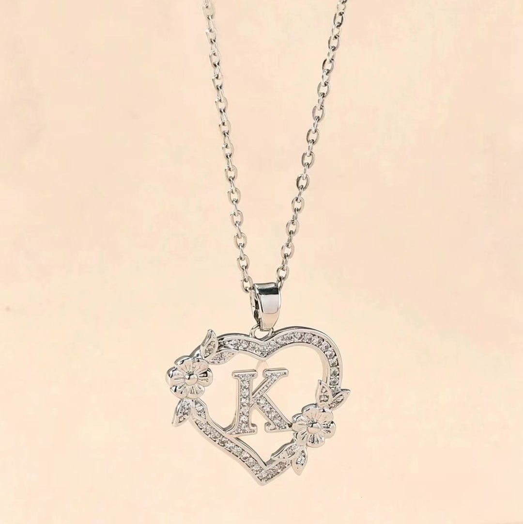 Letter Heart Pendant Necklace
