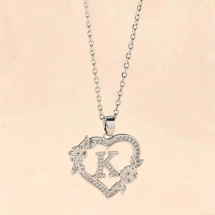 Letter Heart Pendant Necklace