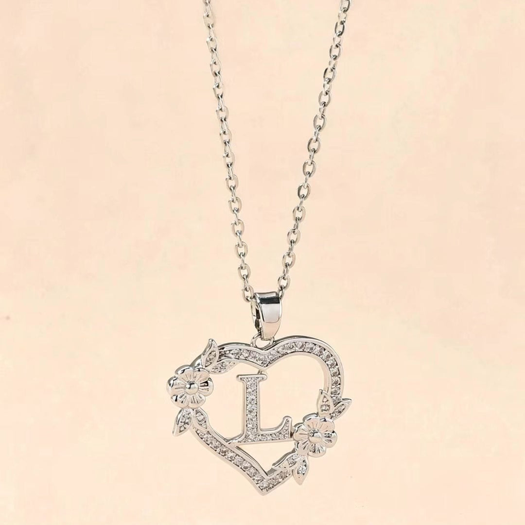 Letter Heart Pendant Necklace