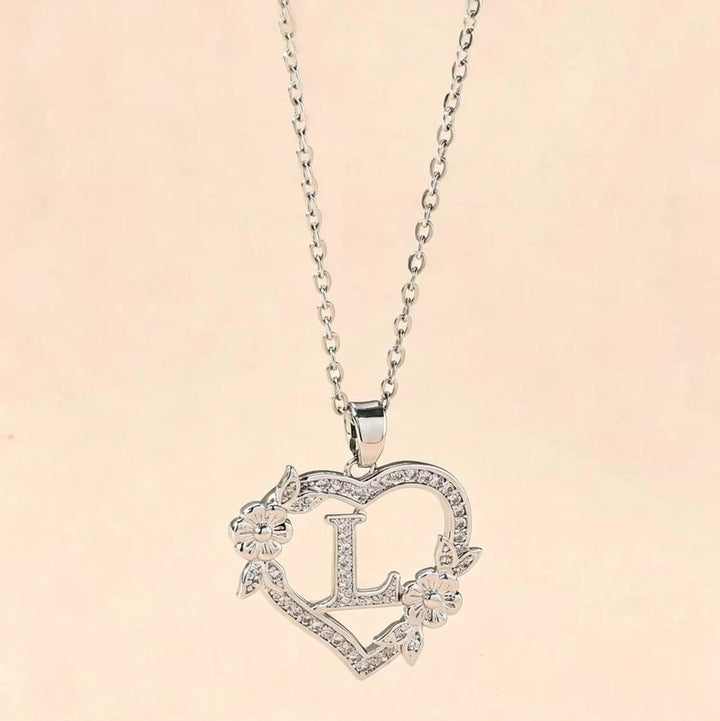 Letter Heart Pendant Necklace