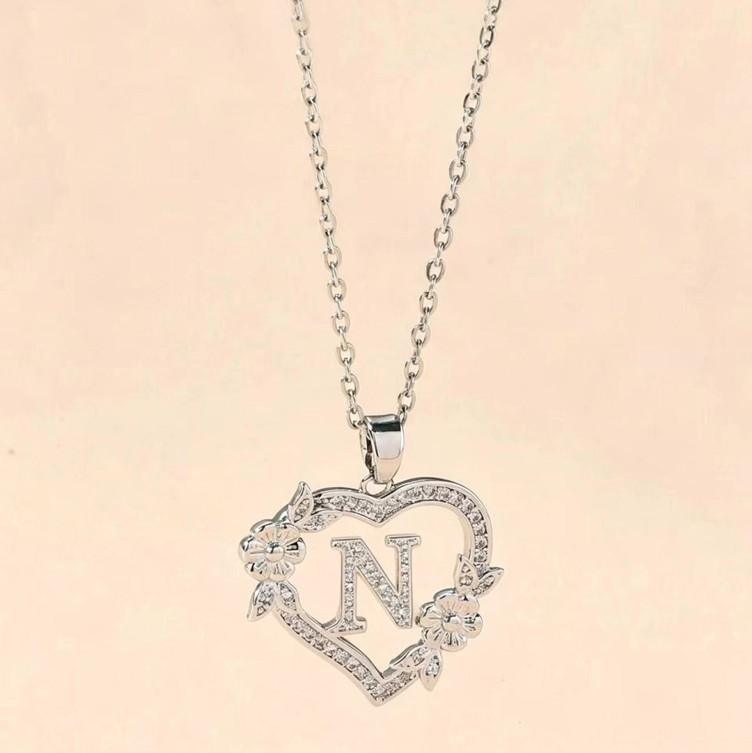 Letter Heart Pendant Necklace