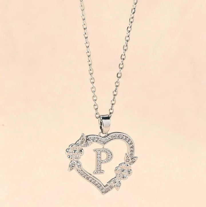 Letter Heart Pendant Necklace