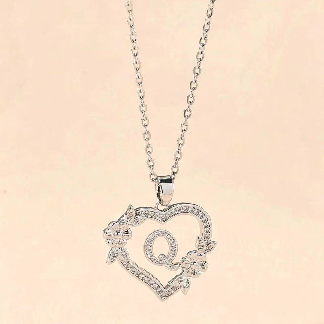 Letter Heart Pendant Necklace