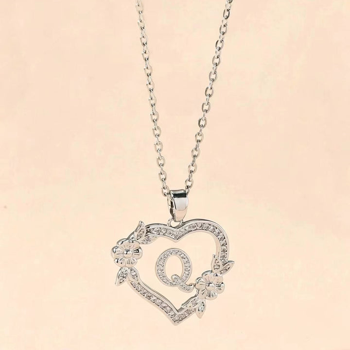 Letter Heart Pendant Necklace