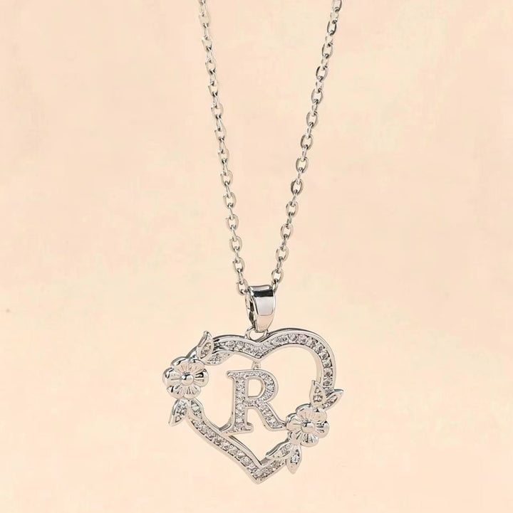 Letter Heart Pendant Necklace