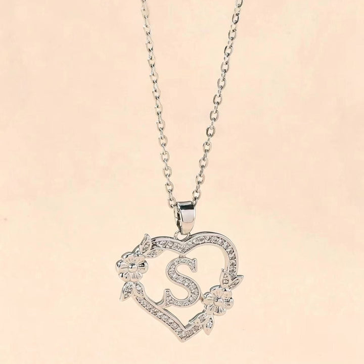 Letter Heart Pendant Necklace