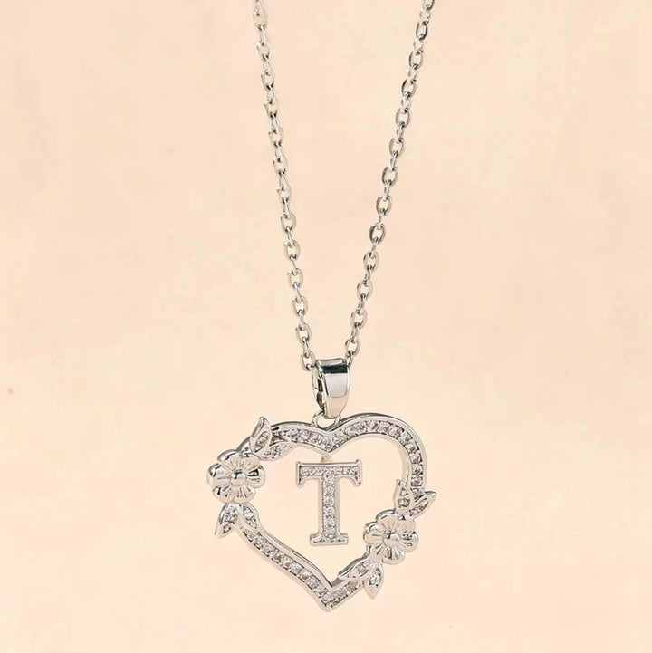 Letter Heart Pendant Necklace