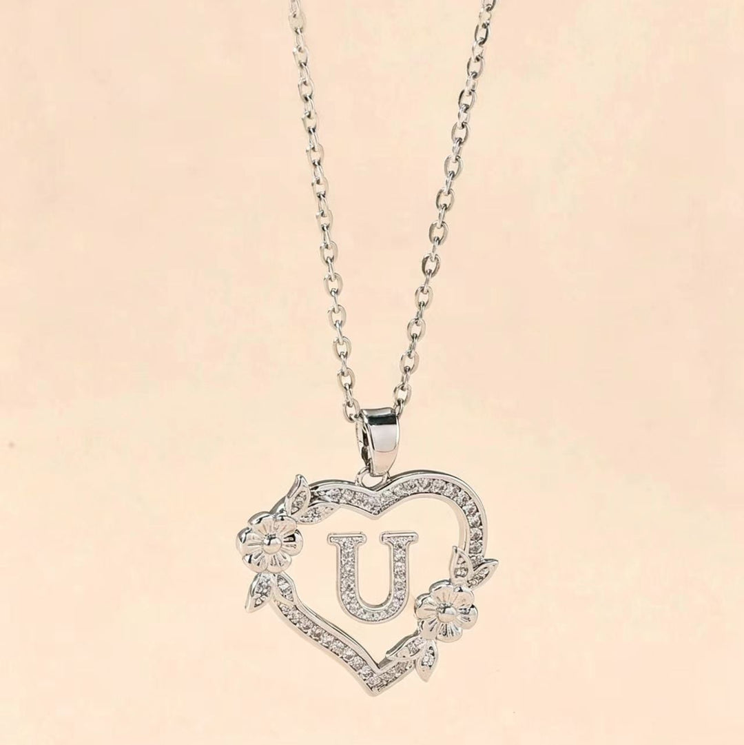 Letter Heart Pendant Necklace