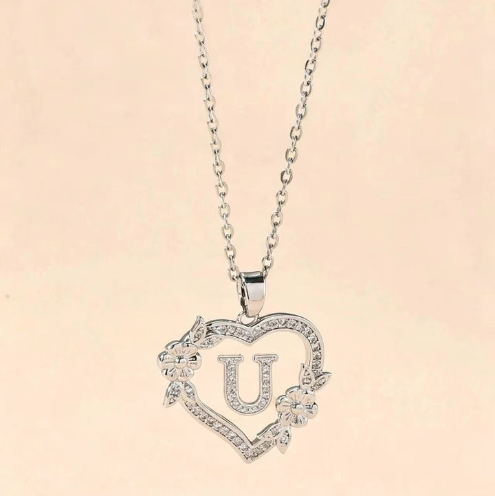 Letter Heart Pendant Necklace