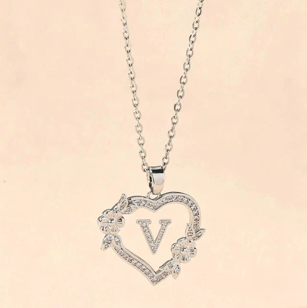 Letter Heart Pendant Necklace