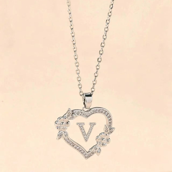 Letter Heart Pendant Necklace