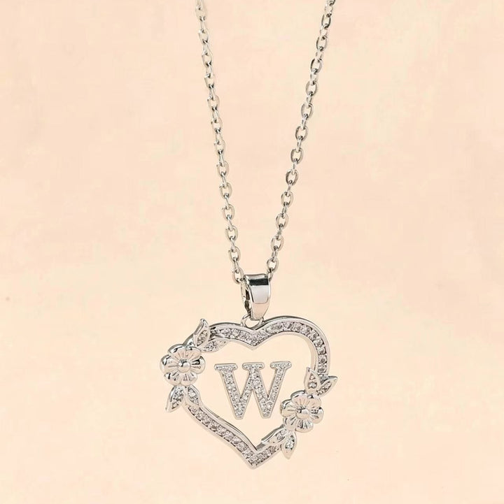 Letter Heart Pendant Necklace