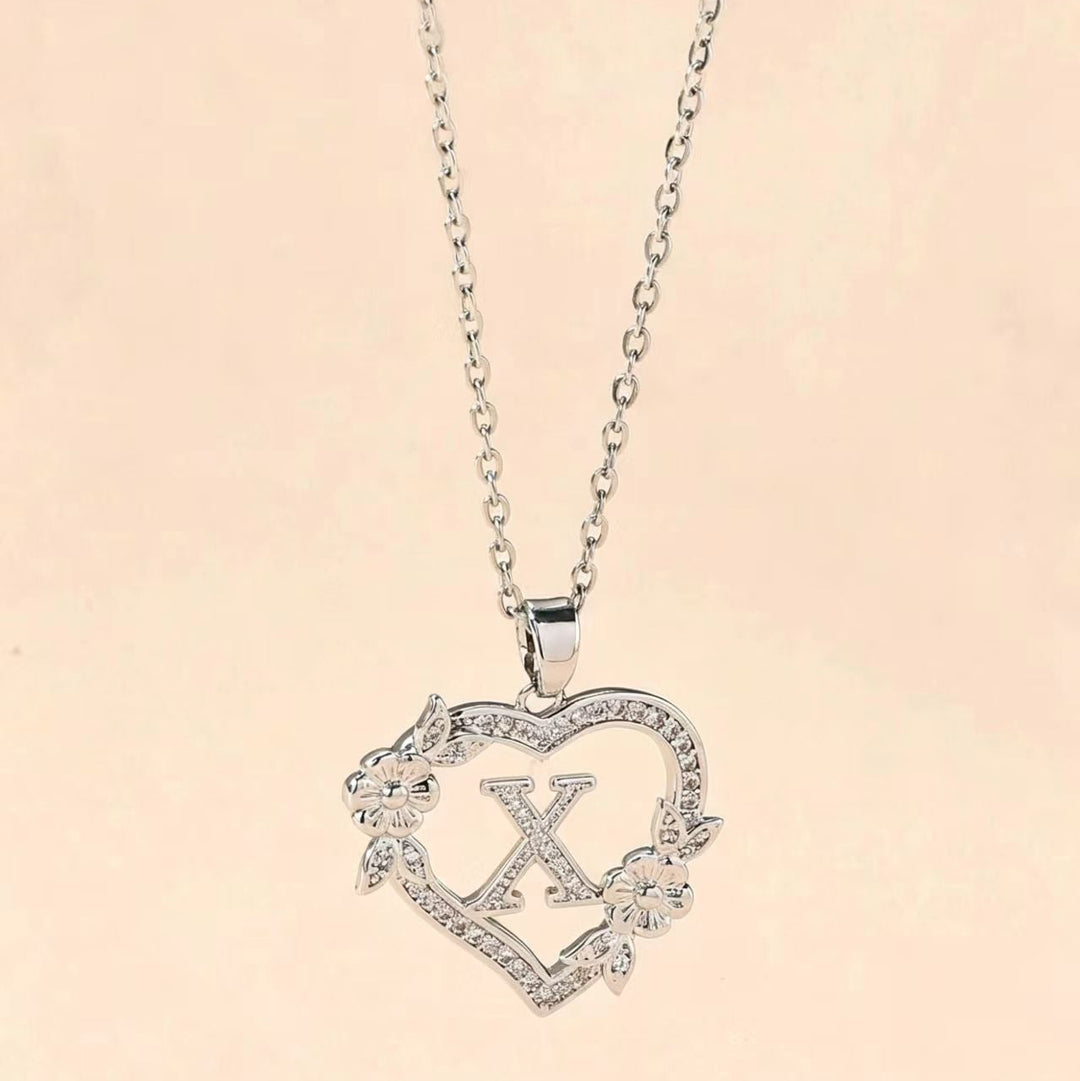 Letter Heart Pendant Necklace