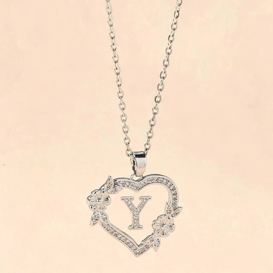 Letter Heart Pendant Necklace