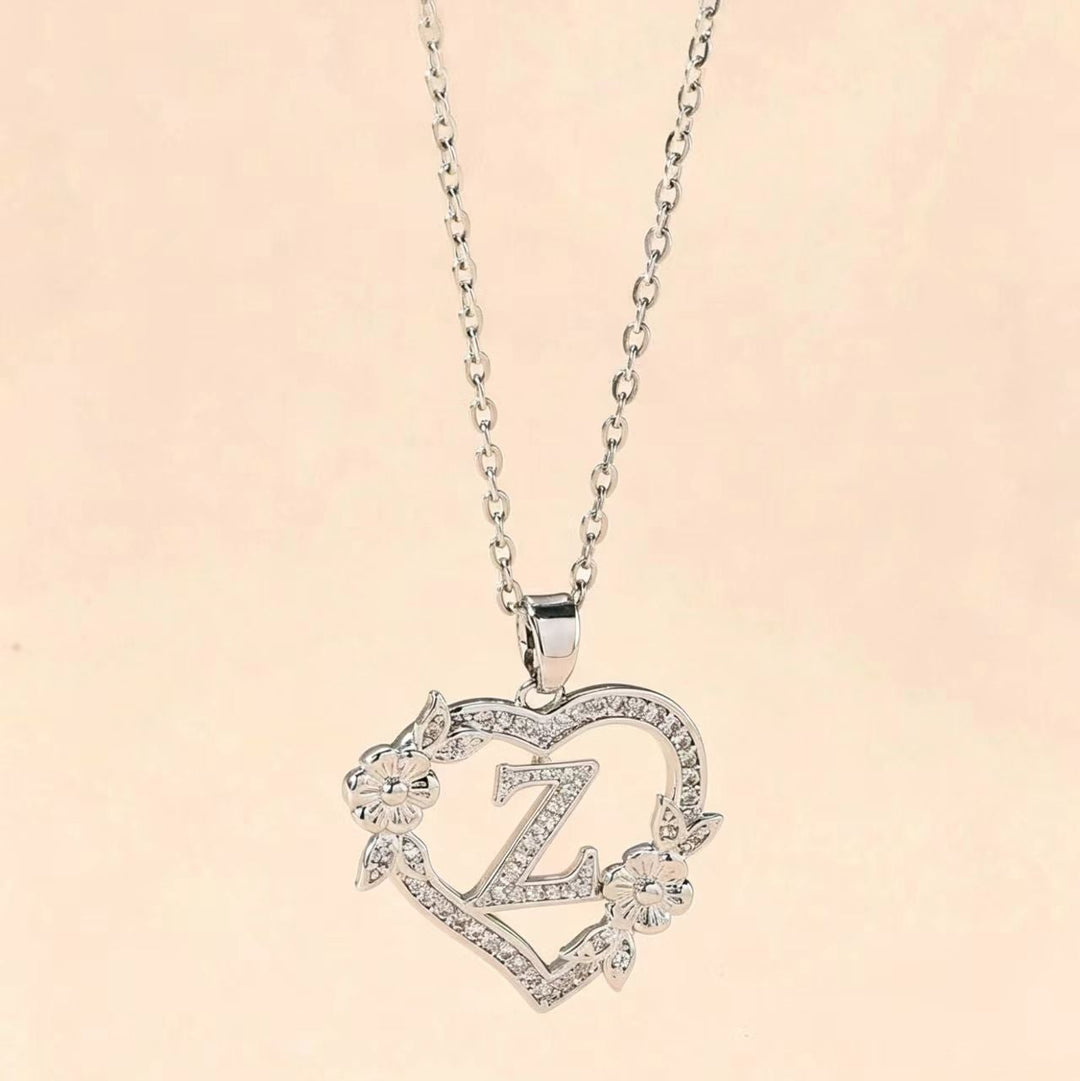 Letter Heart Pendant Necklace