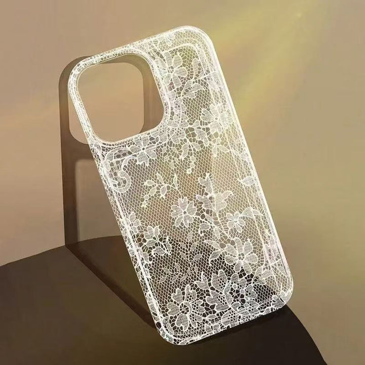 Floral lace print transparent iPhone case