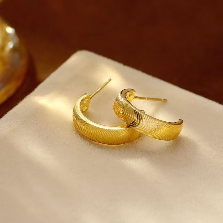 Textured Gold Everyday Hoop Earrings