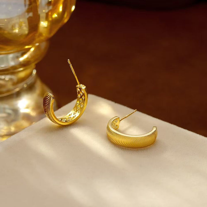 Textured Gold Everyday Hoop Earrings