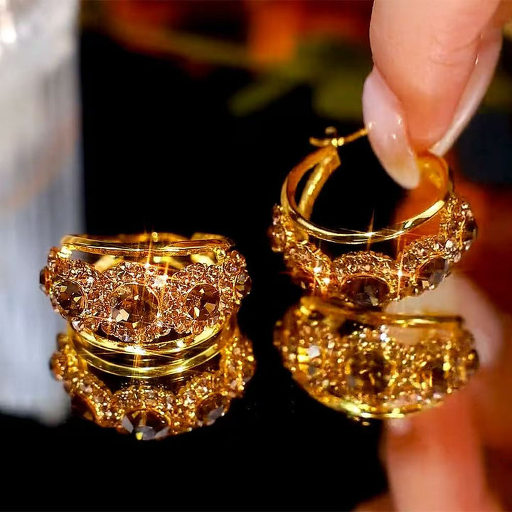 Delicate Mocha Zircon Cutout Huggie Earrings