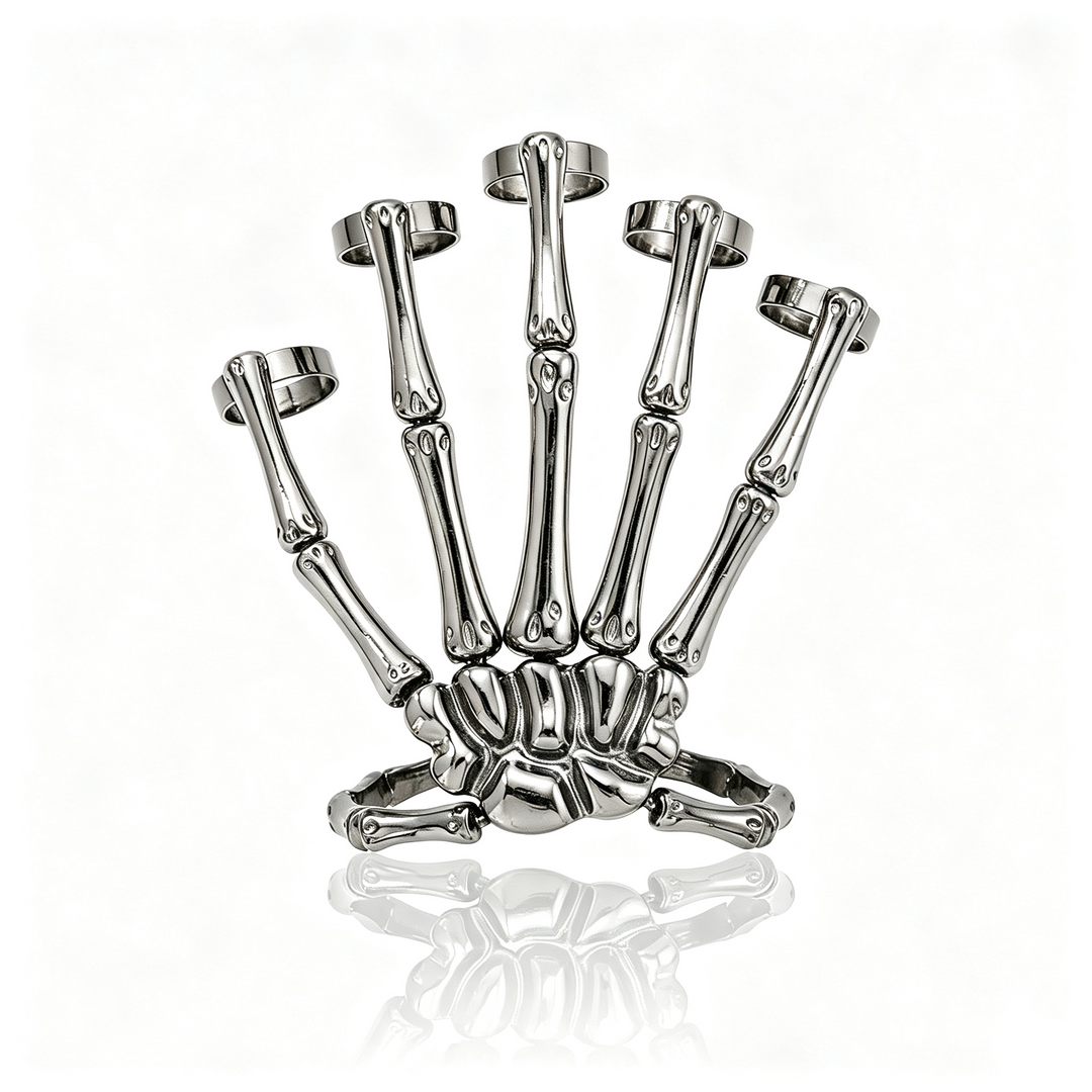 Halloween Dark Skeleton Hand Necklace Earrings Set