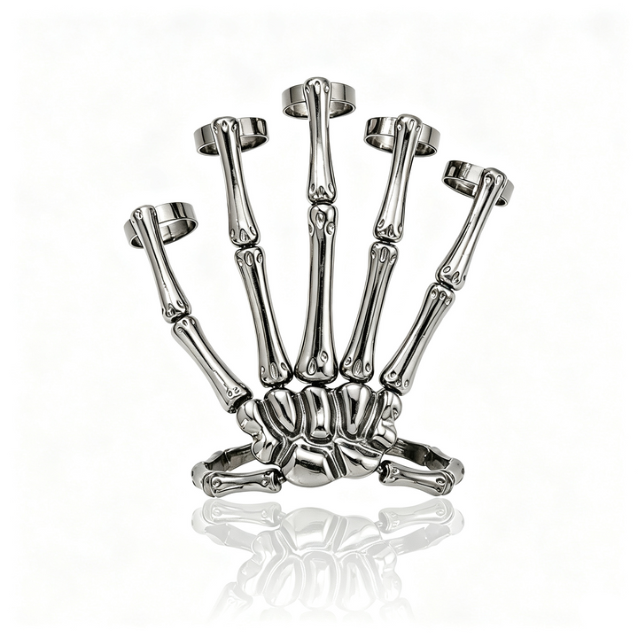 Halloween Dark Skeleton Hand Necklace Earrings Set