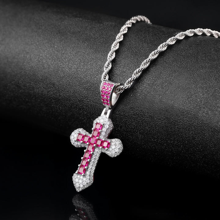 Iced Cross Pendant Chain Necklace