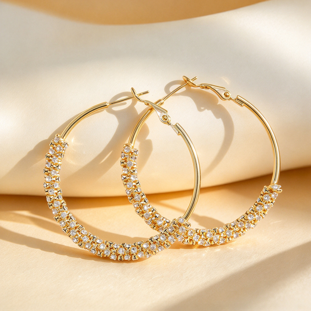 Pave Double Row Hoop Earrings