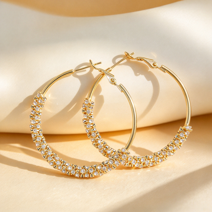 Pave Double Row Hoop Earrings