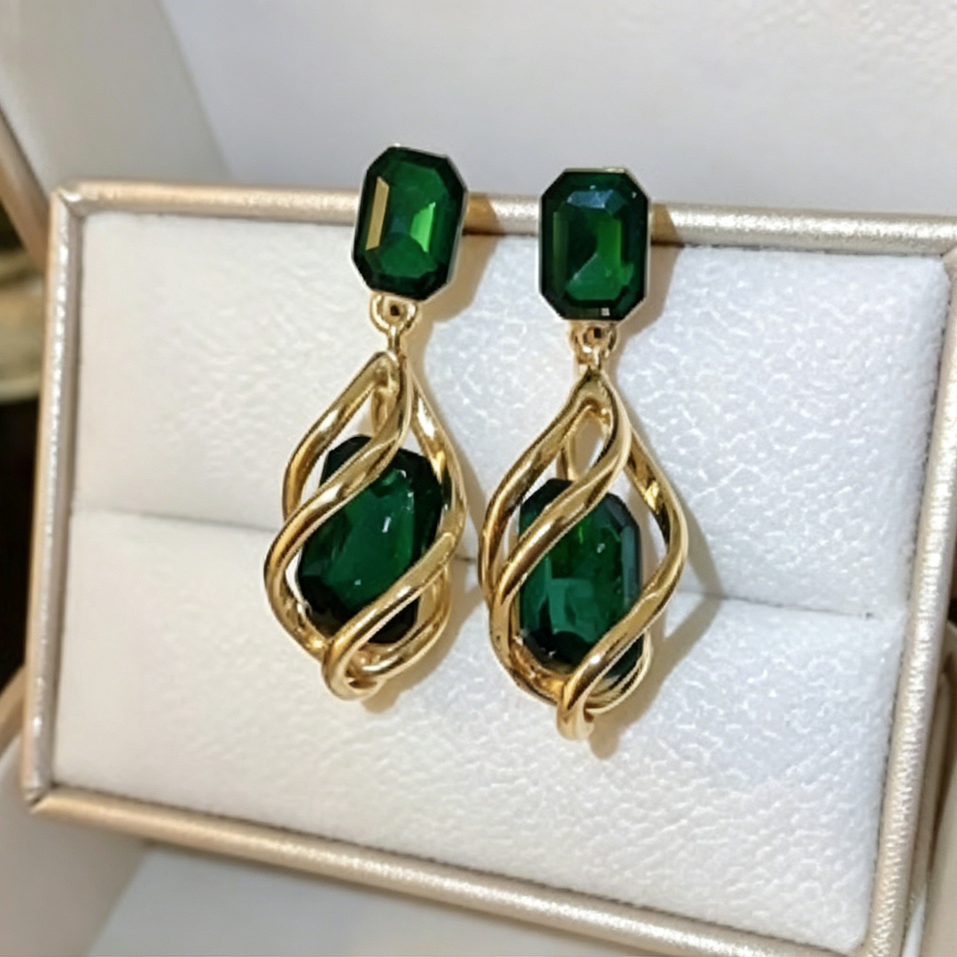 Twisted Square Zirconia Teardrop Earrings