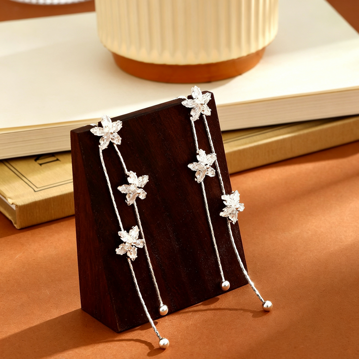 Long Zircon Tassel Earrings