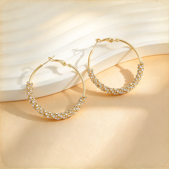 Pave Double Row Hoop Earrings