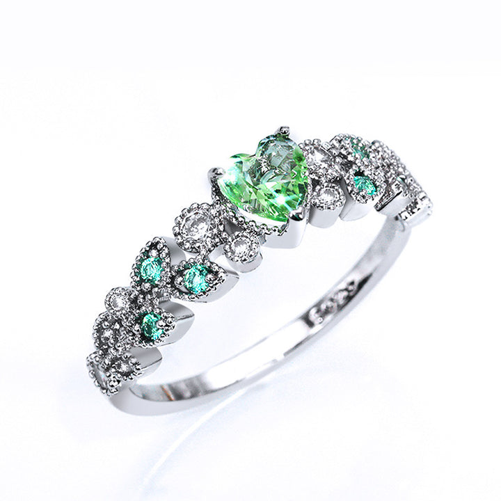 Heart Zircon Halo Ring for Women