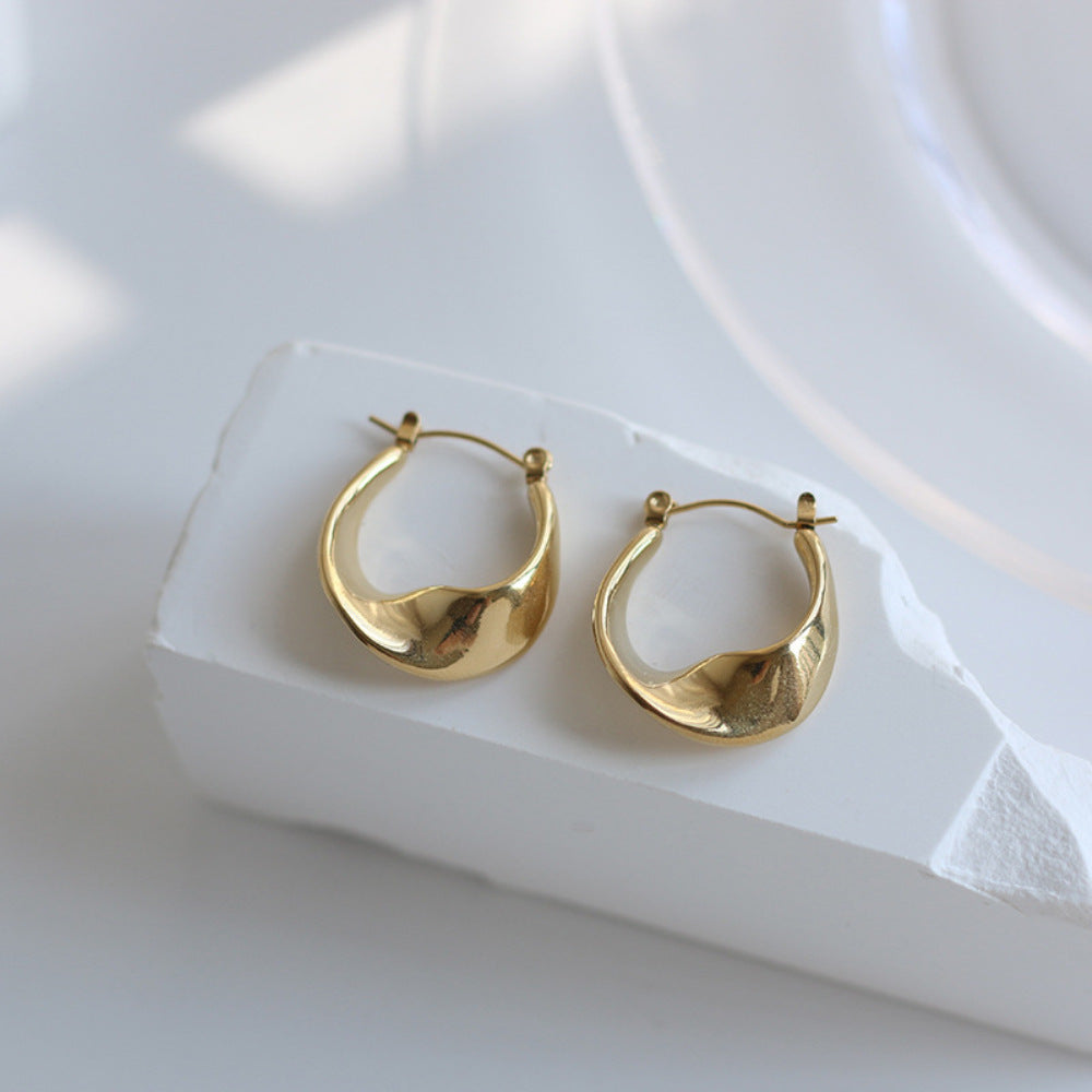 Sculpted Gold U Shape Hoop Earrings