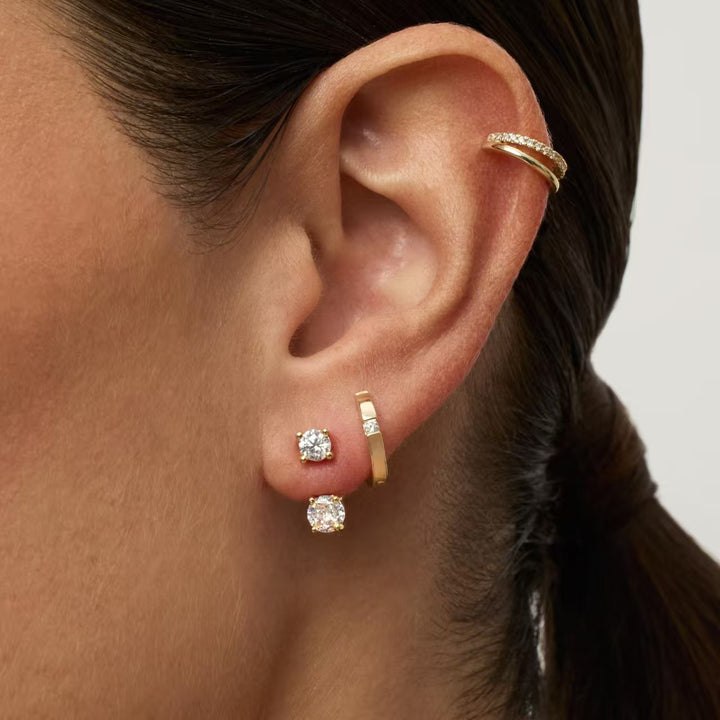 Front Back Double Stone Stud Earring Set Daily Stack Look